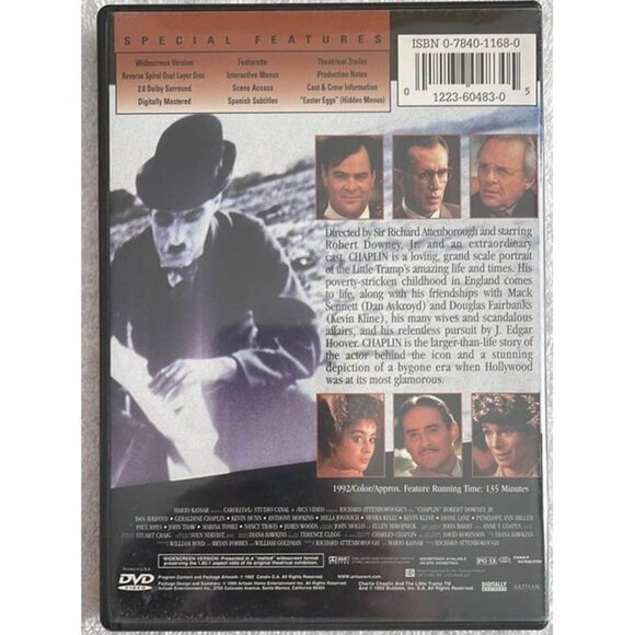 Chaplin (DVD) Robert Downey Jr, Milla Jovovich, Anthony Hopkins - Picture 2 of 5